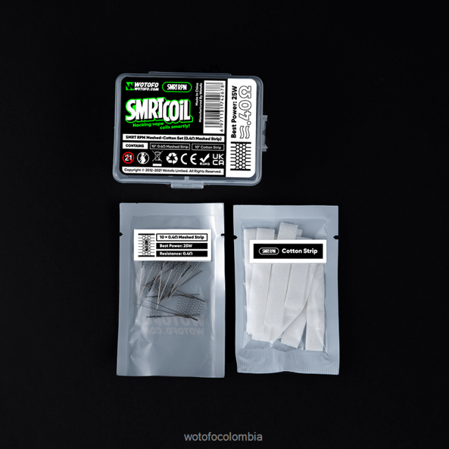 Wotofo SMRT conjunto rpm de malla y algodón Malla de 0,6 ohmios + algodón. 6FJT365 - Wotofo Flavors
